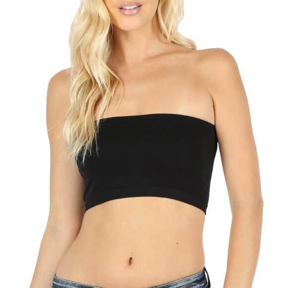 Zenana Seamless 7-Inch Bandeau Bra - Pack of 2 - Black - Picture 1 of 1